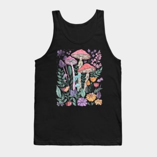 Goblincore Dark Cottagecore Cute Mushroom Purple Floral Garden Tank Top